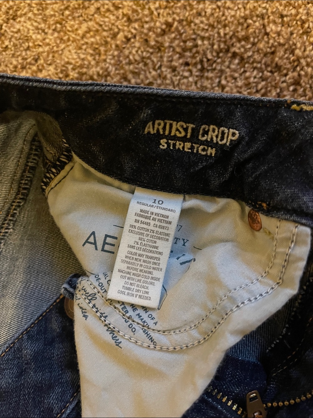 American Eagle Outfitters Dark Blue Artist Crop Jeans - Picture 2 of 5